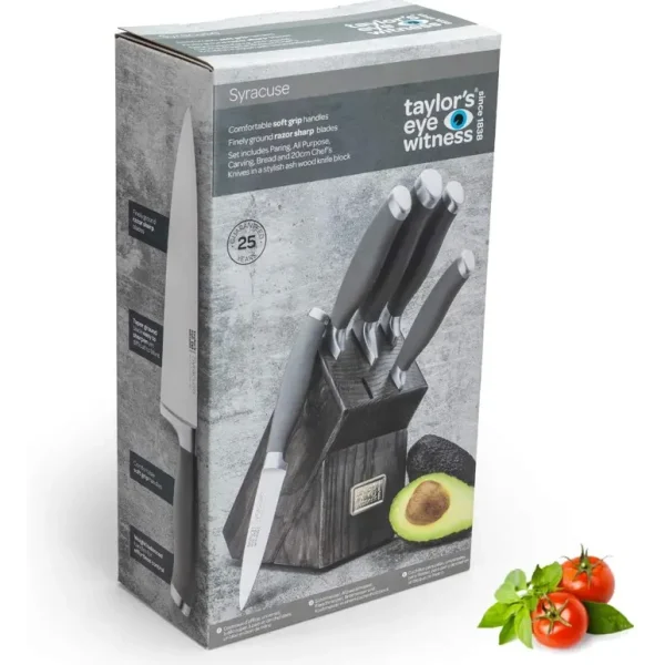 TAYLORS EYE WITNESS SYRACUSE ASH KNIFE BLOCK 5 PCS SET