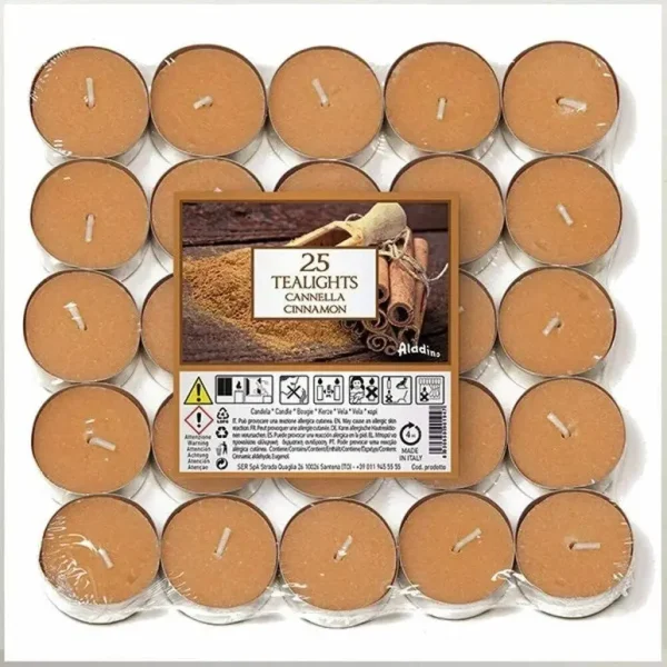 ALADINO CINNAMON TEALIGHT CANDLE 4HRS PACK OF 25