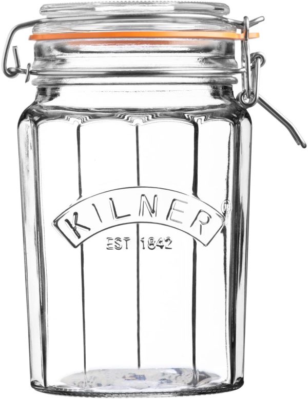 KILNER FACETTED CLIP TOP JAR 0.95L