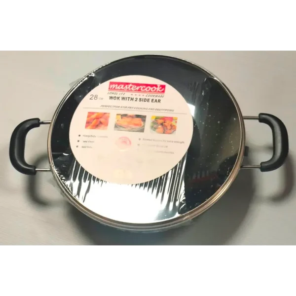 MASTERCOOK NON STICK KARAI / KADAI / WOK WITH GLASS LID 28CM