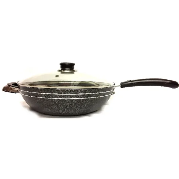 MASTERCOOK LONG HANDLE NON STICK KARAI / KADAI / WOK WITH LID 28CM