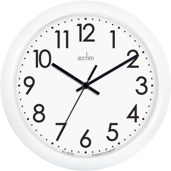 ACCTIM ABINGDON WHITE WALL CLOCK 255MM DIAMETER