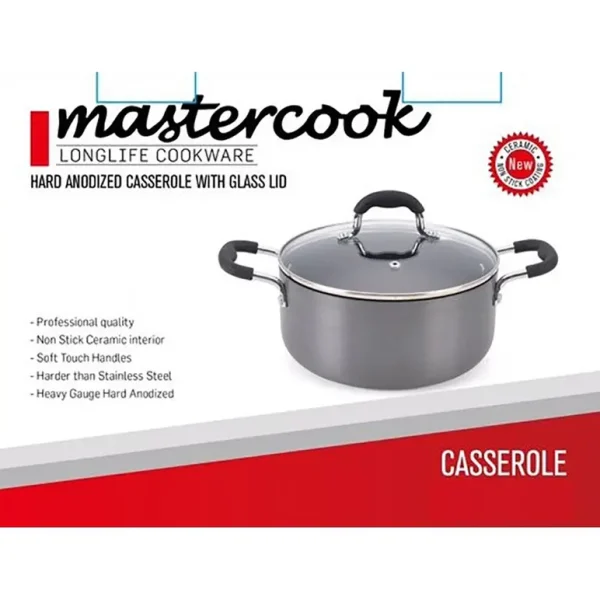 MASTERCOOK CASSEROLE WITH GLASS LID 22CM / 3.52L