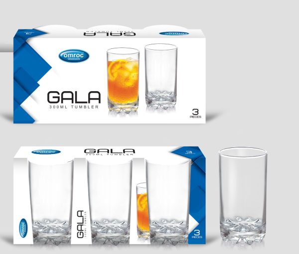 OMROC GALA GLASS TUMBLERS 300ML PACK OF 3