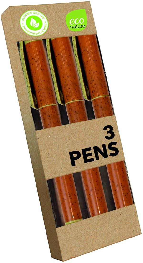 ECO NATURE BLACK BALL PENS PACK OF 3