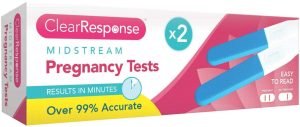 PACK OF 2 CLEAR RESPONSE PREGNANCY TESTS HOME TESTING KIT