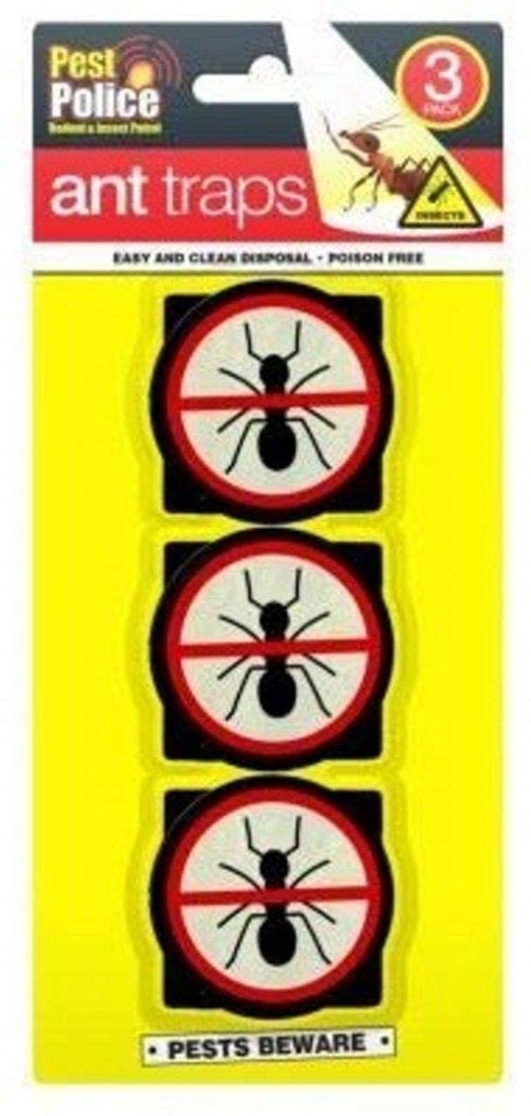 PEST POLICE PACK OF 3 ANT TRAPS DISPOSAL POISON FREE BAITED GLUE