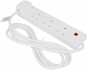 PIFCO 4 WAY GANG POWER MAINS EXTENSION LEAD CABLE 1M 13A