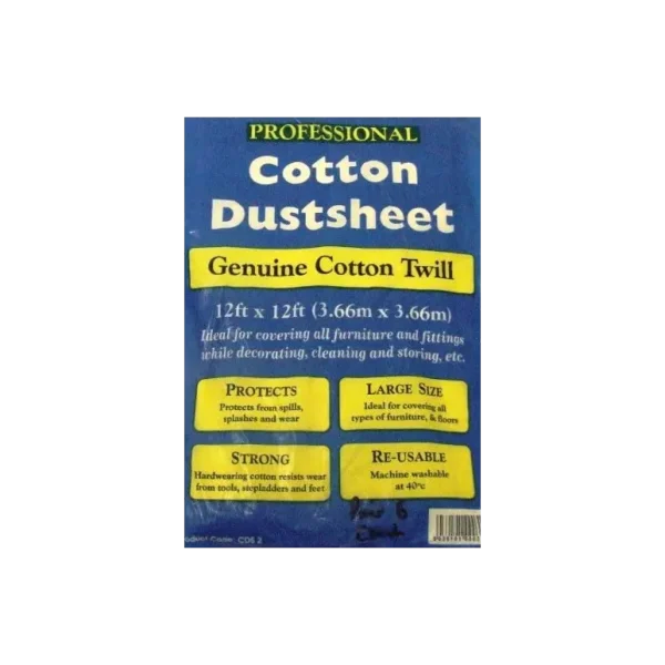 PROFESSIONAL COTTON TWILL DUST SHEET 2KG 12 X 12 FT