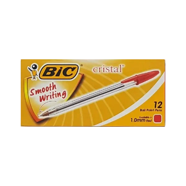 BIC CRISTAL MEDIUM 1MM PEN PACK OF 12 - RED