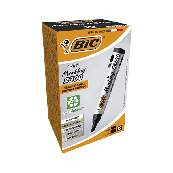 BIC MARKING 2300 PERMANENT MARKERS PACK OF 12 - BLACK