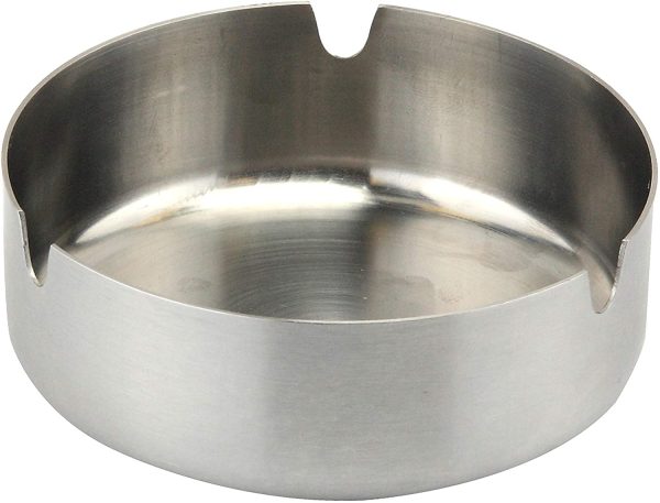 APOLLO STAINLESS STEEL 10CM ROUND ASH TRAY ASHTRAY