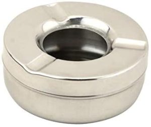 APOLLO STAINLESS STEEL 10CM ROUND ASH TRAY ASHTRAY WINDPROOF