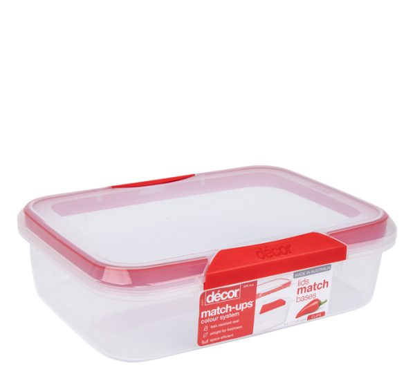 DECOR MATCH-UPS CLIPS OBLONG CONTAINER 4L - RED