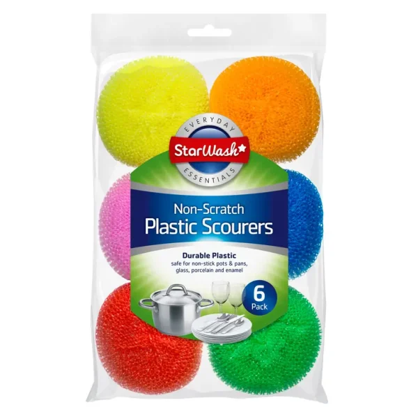 STARWASH PACK OF 6 NON SCRATCH PLASTIC SCOURERS