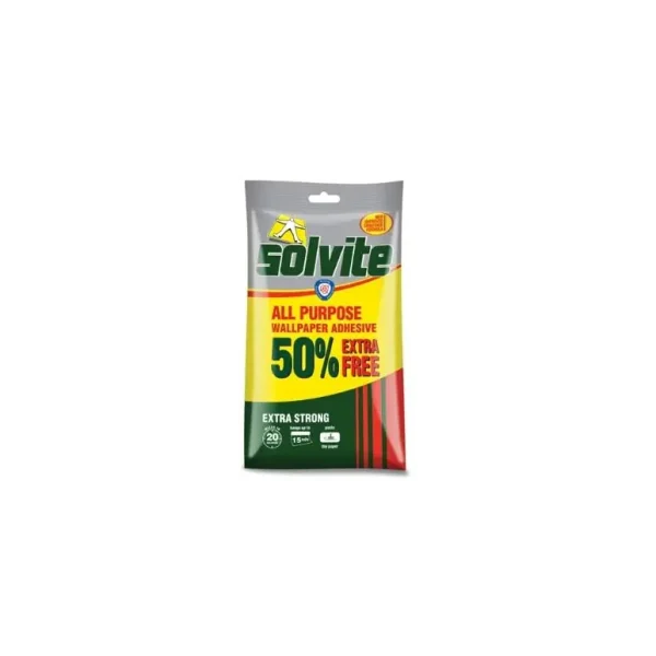 SOLVITE ALL PURPOSE WALLPAPER PASTE SACHET 10 ROLL PLUS 50% FREE