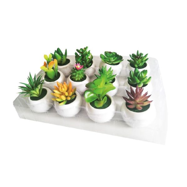 SMALL ARTIFICIAL SUCCULENTS PLANT WITH ROUND WHITE POT