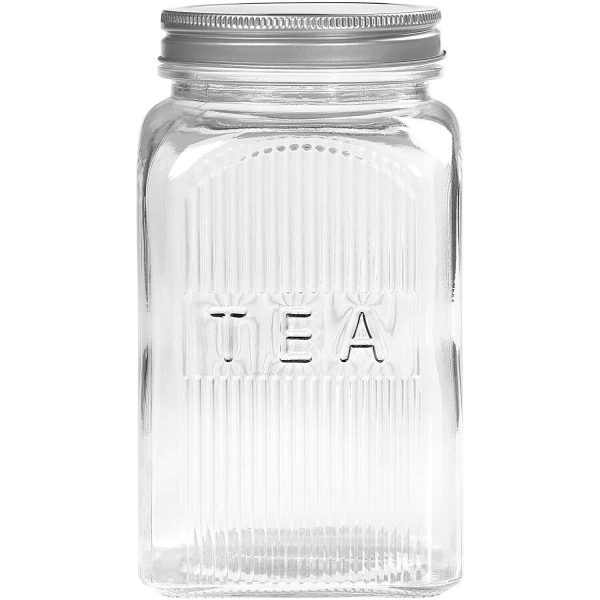 TALA 1.25L TEA CLEAR GLASS STORAGE CONTAINER SCREW TOP