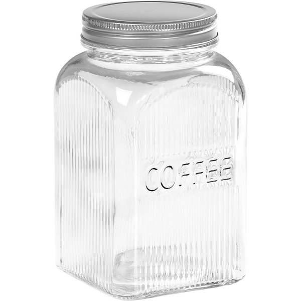 TALA 1.25L COFFEE CLEAR GLASS STORAGE CONTAINER SCREW TOP