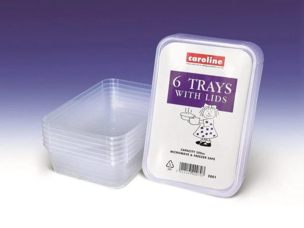 CASTLEVIEW MICROWAVE PLASTIC CONTAINERS WITH LIDS 500ML PACK OF 6