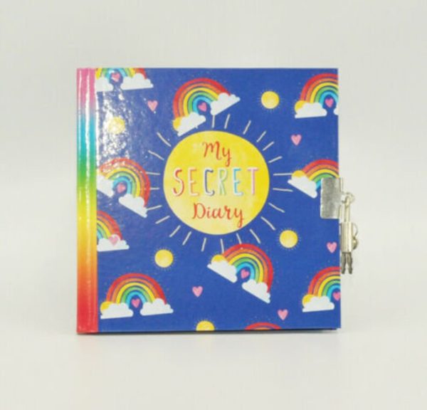 KIDS A6 LOCKABLE BLUE RAINBOW SECRET DIARY PADLOCKED