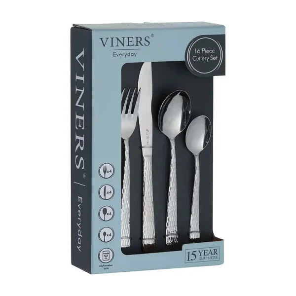 VINERS EVERYDAY GLISTEN 16 PIECE HAMMERED EFFECT CUTLERY SET