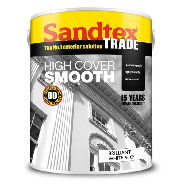 SANDTEX TRADE HIGH COVER SMOOTH PURE BRILLIANT WHITE PAINT 5L