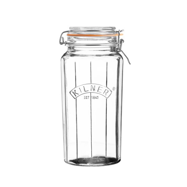 KILNER FACETTED CLIP TOP JAR 1.8 LITRE