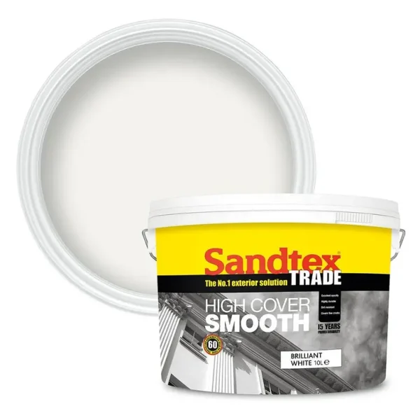 SANDTEX TRADE HIGH COVER SMOOTH PURE BRILLIANT WHITE PAINT 10L