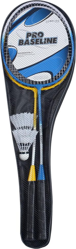 PRO BASELINE 2 PLAYER BADMINTON SET 2 RACKETS AND 2 SHUTTLECOCKS CARRY BAG