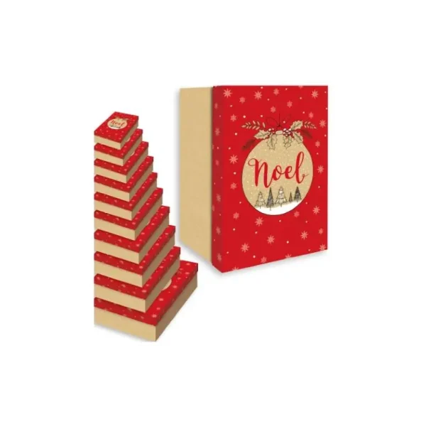 NOEL CHRISTMAS XMAS NESTED GIFT BOXES PACK OF 10