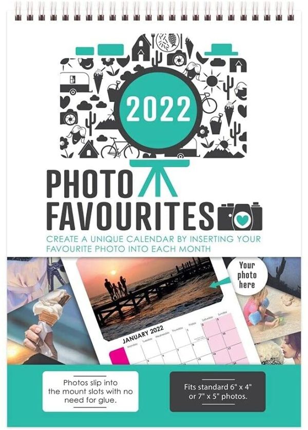 2022 INSERT YOUR OWN PHOTOS A4 SPIRAL BOUND WALL HANGING CALENDAR