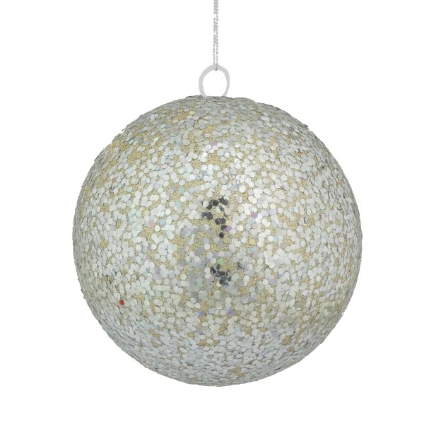 GIANT CHAMPAGNE GLITTER FOAM BAUBLE 150MM