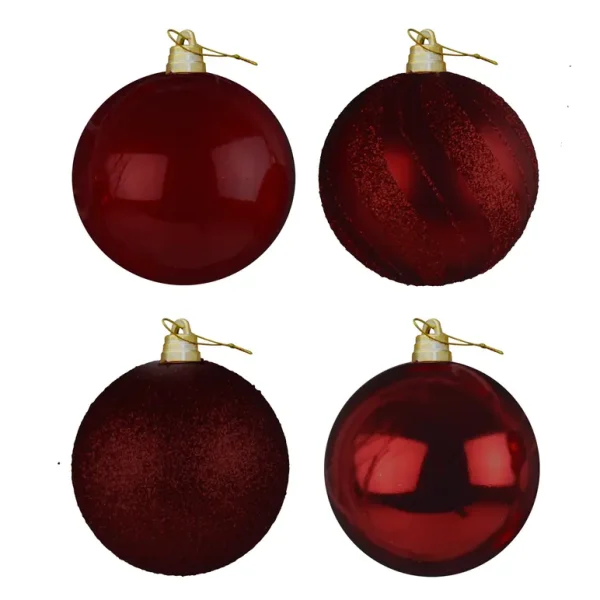 150MM LUXURY DECORATED GIANT BAUBLES WINE RED PACK OF 4