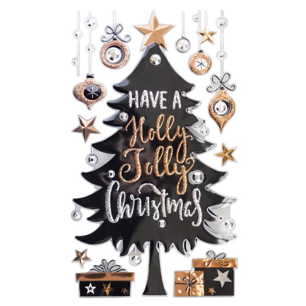 CHRISTMAS HOLLY JOLLY WINDOW STICKER 47CM