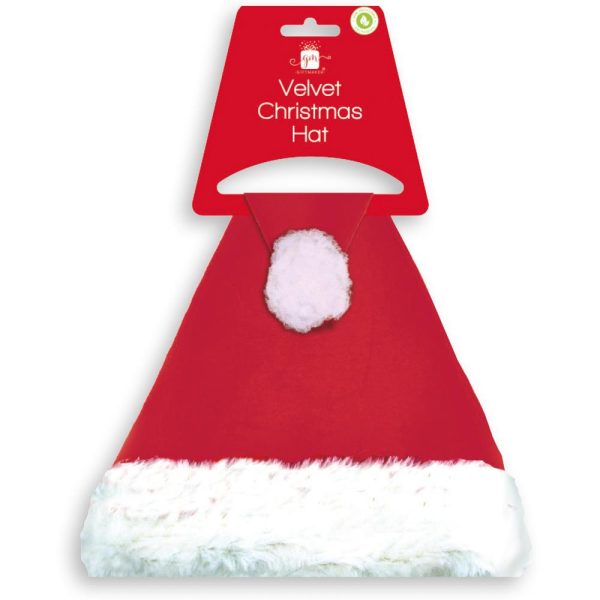 GIFT MAKER VELVET ADULT SANTA HAT