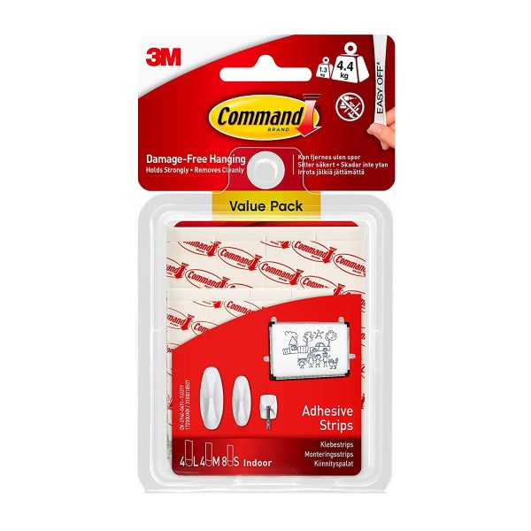 3M COMMAND GENERAL PURPOSE ADHESIVE STRIPS ASST PACK OF 16 17200-ES