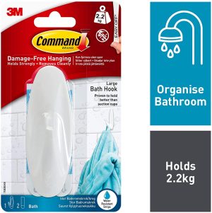 COMMAND WIRE HOOK WITH WATER RESISTANT STRIPS LARGE WHITE 17083B