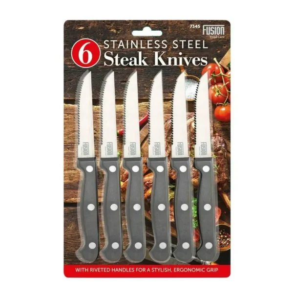 FUSION STAINLESS STEEL STEAK KNIVES PACK OF 6