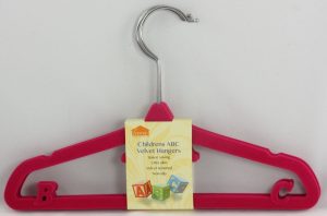 DGI CHILDREN ABC VELVET HANGERS PINK PACK OF 3