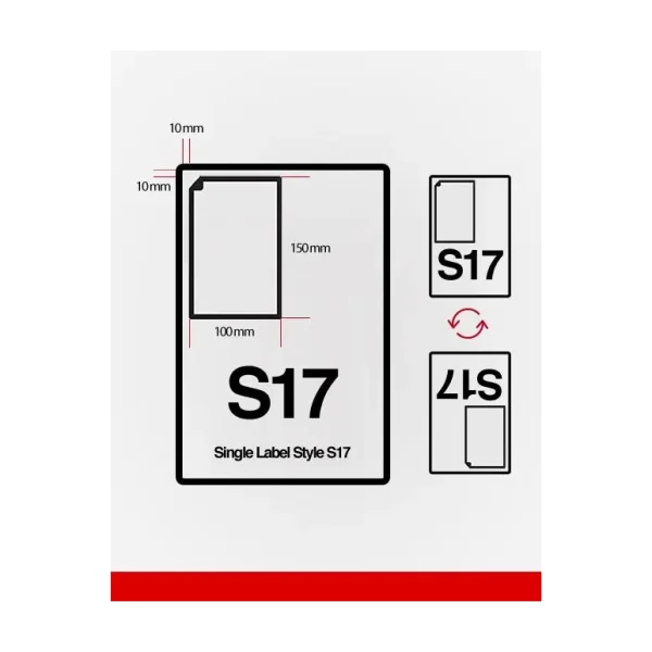 1000 PCS SRL17 - S17 SINGLE INTEGRATED LABEL