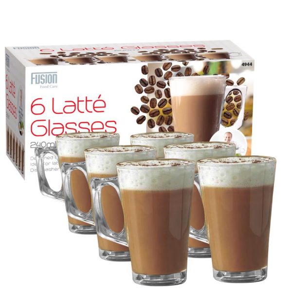 FUSHION LATTE GLASSES 240ML PACK OF 6