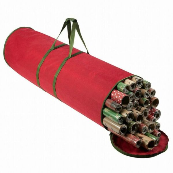 RED CHRISTMAS WRAPPING PAPER STORAGE BAG