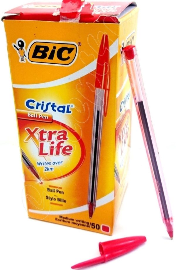 PACK OF 50 BIC CRISTAL BALL PENS RED