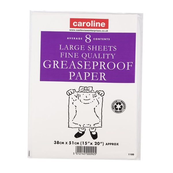 CAROLINE 8 GREASEPROOF PAPER SHEETS 15 X 20 INCH