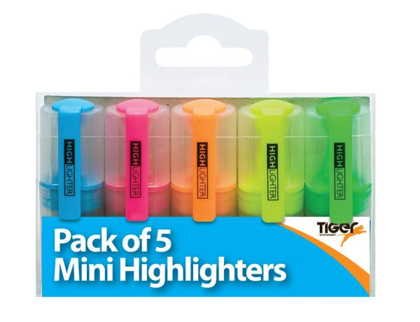 TIGER MINI HIGHLIGHTER PACK OF 5