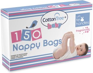 COTTON TREE ESSENTIAL FRAGRANCED NAPPY BAGS 150 PACK WITH TIE