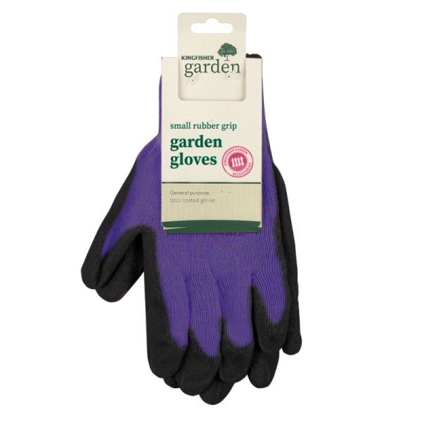 KINGFISHER PURPLE RUBBER GRIP GARDEN GLOVES - SMALL