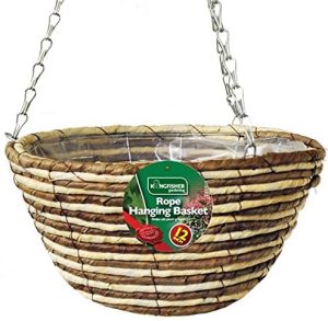 KINGFISHER ROPE PRE-LINED HANGING BASKET 30CM / 12 INCH