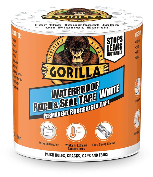 GORILLA WATERPROOF PATCH & SEAL TAPE WHITE 100MM X 3M